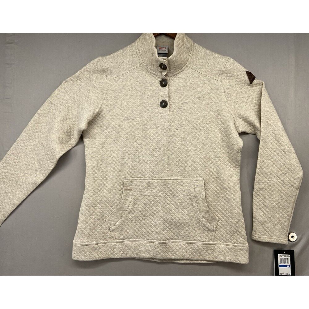 Avalanche Pullover Women XL Taka Quilted Pearl Heather Pocket Mock Neck MSRP $50